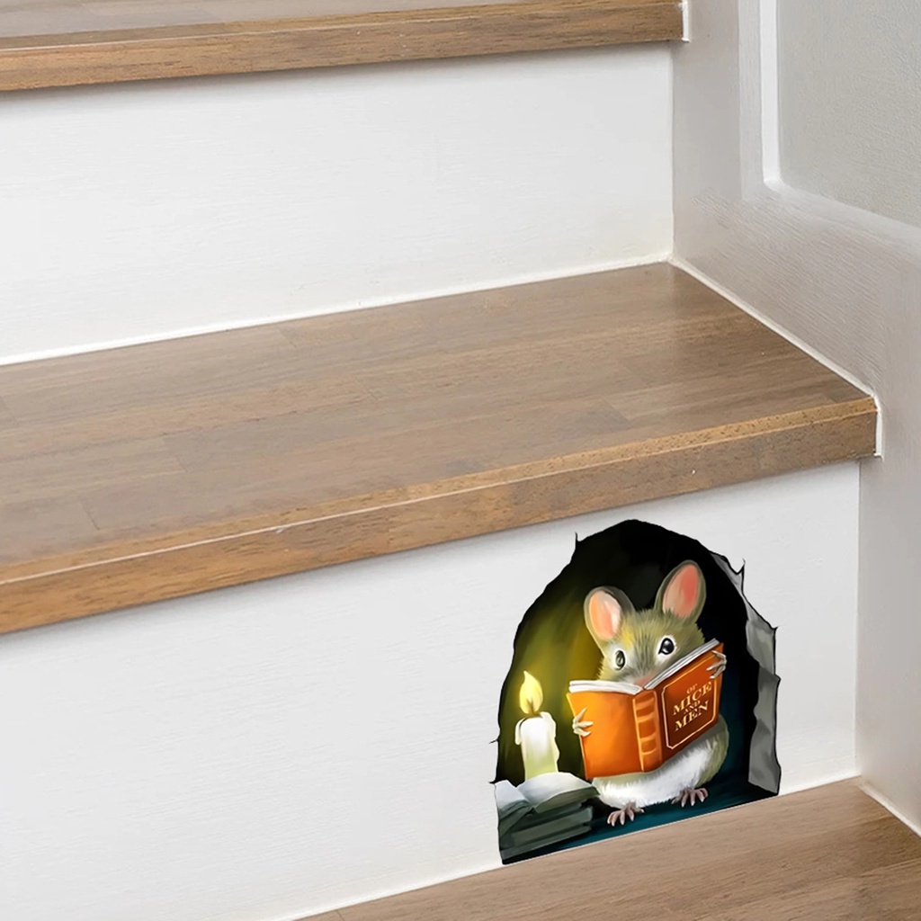 Set 3 Miếng Dán Tường Bằng PVC Chống Nước Tự Dính Hình Chuột Hoạt Hình Có Thể Tháo Gỡ Trang Trí Nhà Cửa