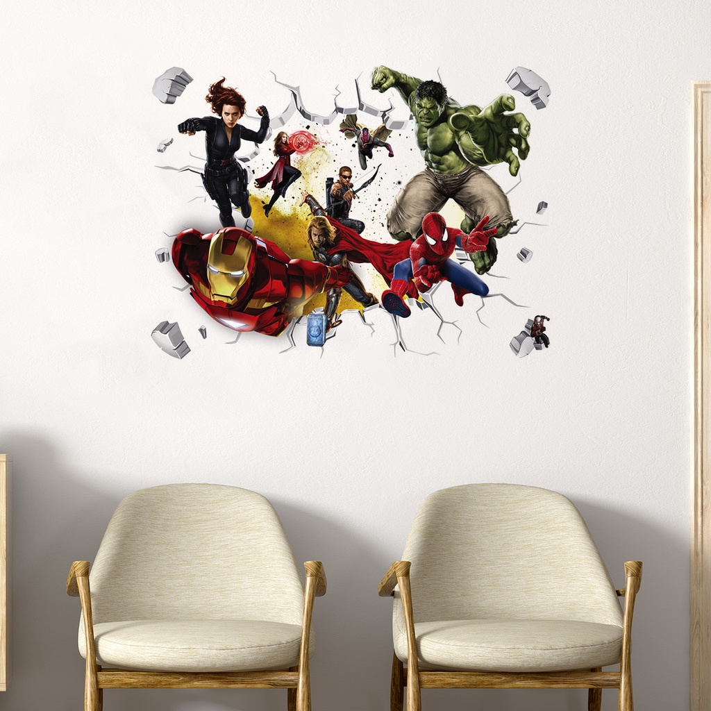 Miếng Dán Tường Bằng PVC Chống Thấm Nước Hình Avengers