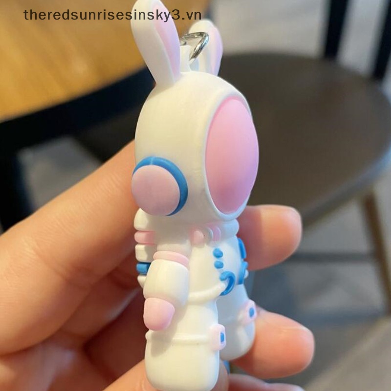 Móc Chìa Khóa Bằng PVC Hình Thỏ Phi Hành Gia Hoạt Hình Dễ Thương