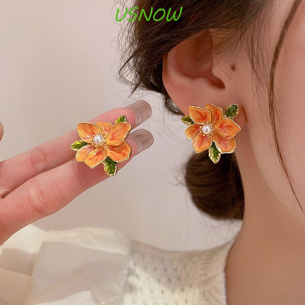 USNOW Bông Tai Hợp Kim Đơn Giản Thời Trang Hàn Quốc Dành Cho Nữ