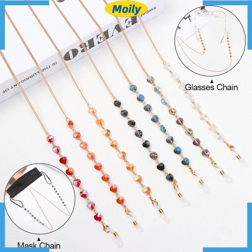 MOILYVN Dây Đeo Giữ Mắt Kính Hình Trái Tim Đính Pha Lê Thời Trang