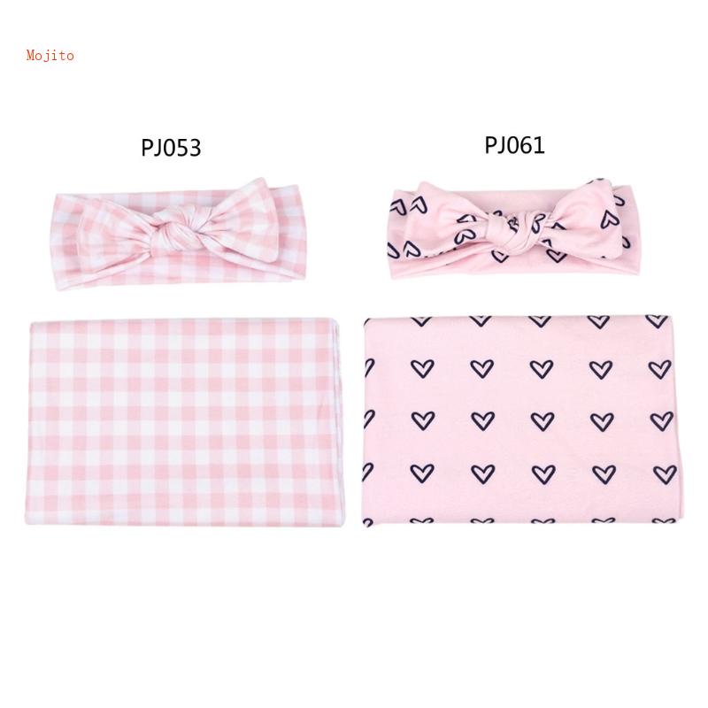 Set 2 Chăn Quấn Em Bé Bằng Cotton Mềm Mại In Họa Tiết