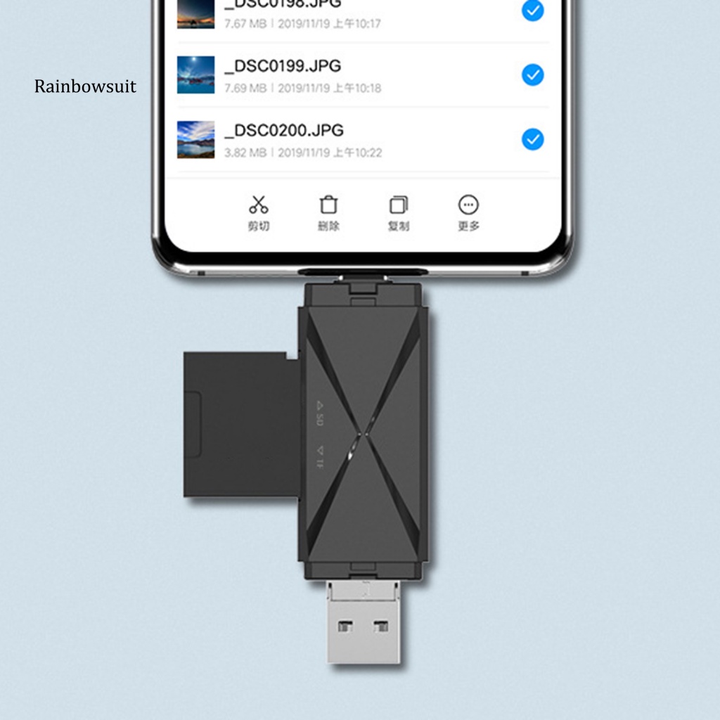 Đầu Đọc Thẻ Nhớ OTG TF 2 Khe Cắm USB 20 Tốc Độ Cao 4 Trong 1 Cho Điện Thoại