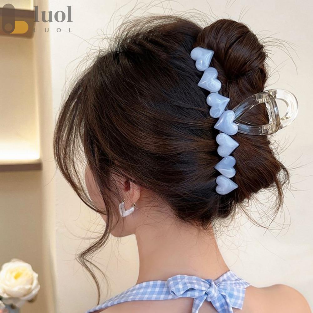 LUOL Kẹp Tóc Càng Cua Hình Trái Tim Bằng Acrylic Trong Suốt Trọng Lượng Nhẹ Thời Trang Mùa Hè