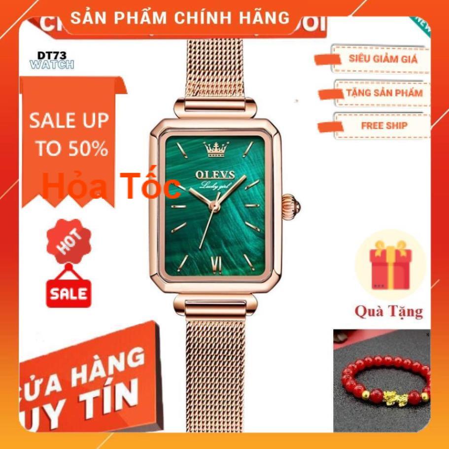 Đồng Hồ OLEVS 6624 Dây Da/Thép Không Gỉ Mặt Vuông chống vô nước Trẻ trung Thời Trang Cho Nữ