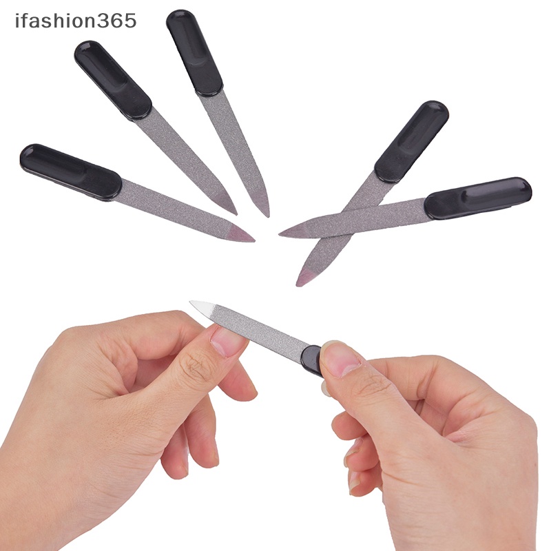 Set 5 Cây Dũa Móng Hai Mặt Bằng Kim Loại Tay Cầm Nhựa DIY Thời Trang ifashion365