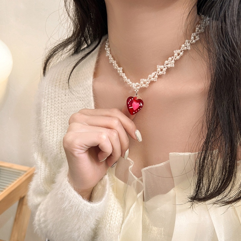 Mojito Vòng cổ Mặt Hình Trái Tim Bằng Nhựa Resin Và Ngọc Trai Trang Trí Tiệc Cưới