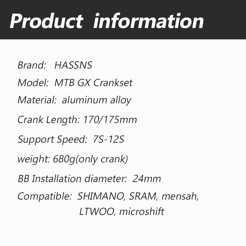 Trục Khuỷu Bằng Hợp Kim Nhôm Màu Đen 0 Độ GXP 170mm 175mm 30T 32T 34T 36T 38T Cho Xe Đạp Leo Núi
