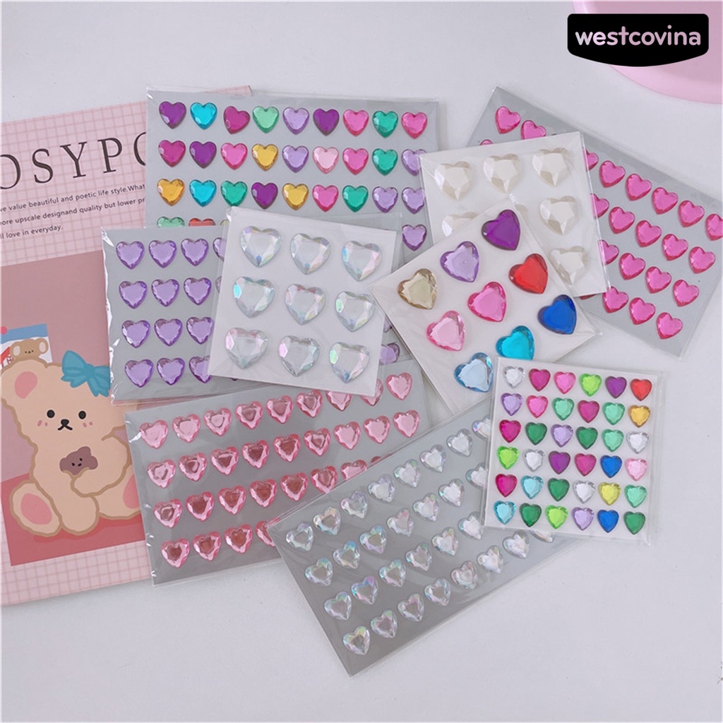 [WSTN]✎1 Bộ Miếng Dán Trang Trí Điện Thoại Hình Trái Tim 3D Lấp Lánh Dễ Sử Dụng DIY
