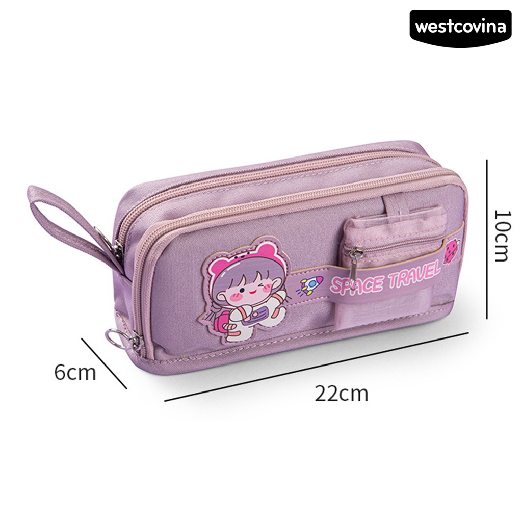 [WSTN]✎Túi Đựng Bút / Mỹ Phẩm Cỡ Lớn Có Khóa Kéo Họa Tiết Dễ Thương Đa Năng Tiện Dụng