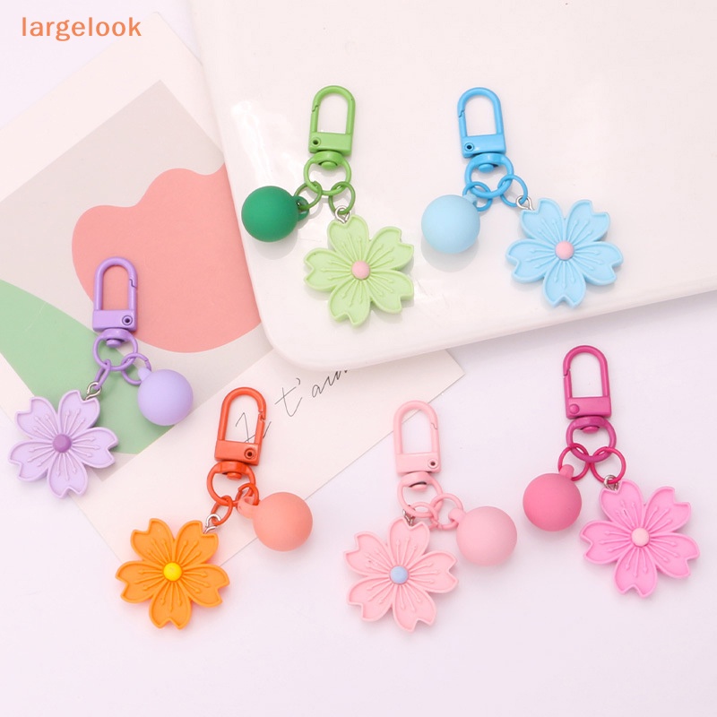 [Lớnlook] Móc Khóa Trang Trí Túi Đựng Tai Nghe / Túi Xách Hình Quả Cầu Sơn Màu Hoa Anh Đào Nhiều Màu Dễ