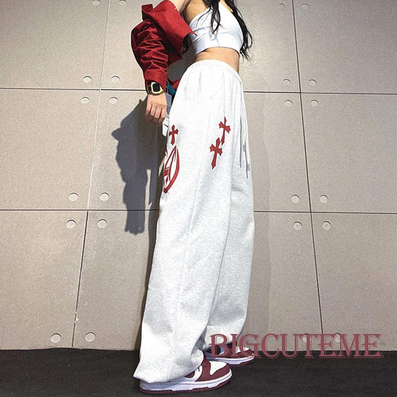 Quần Thể Thao Dây Rút Dáng Rộng Co Giãn In Họa Tiết Hoạt Hình Cho Nữ