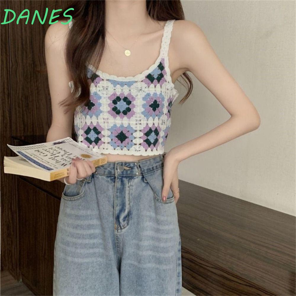 DANES Áo Hai Dây Cotton In Họa Tiết Hoa Xinh Xắn Theo Phong Cách Mùa Hè Dành Cho Nữ