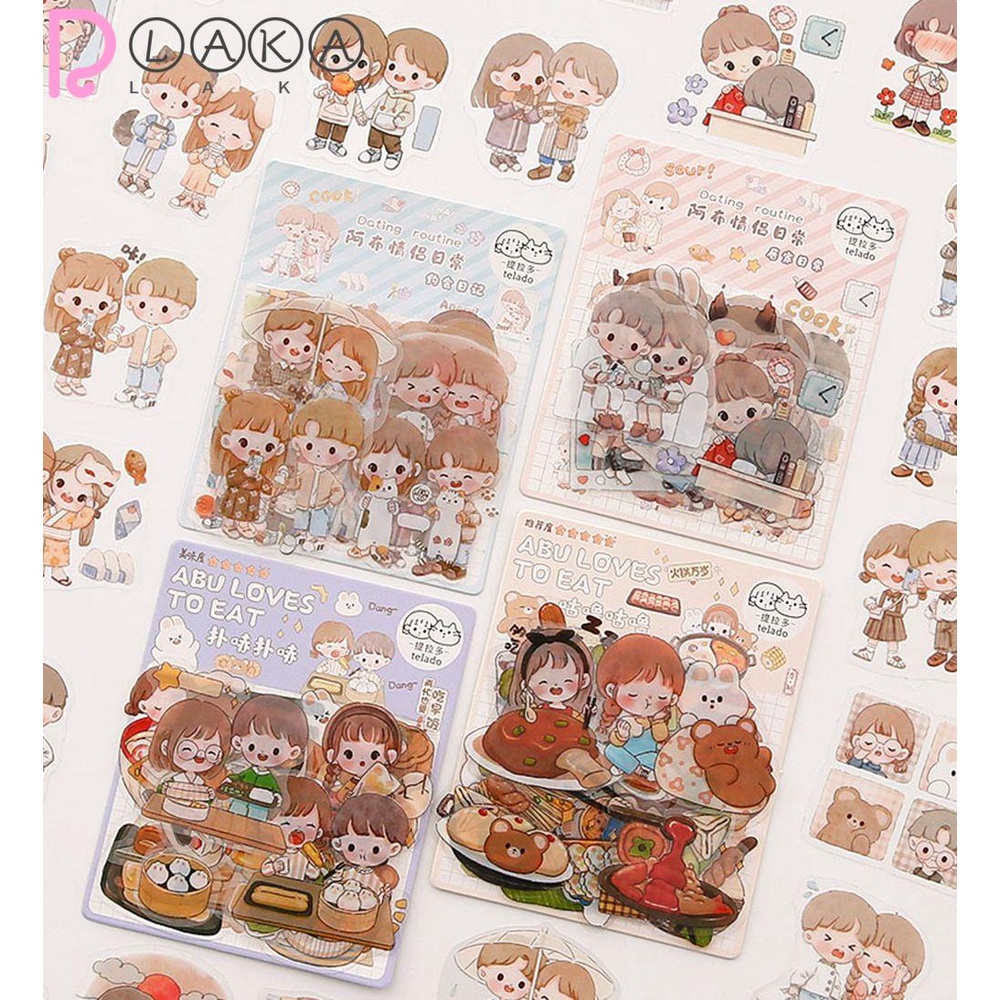 LAKAMIER Sticker PET Chống Thấm Nước Hình Bé Trai Bé Gái Trang Trí Sổ Tay