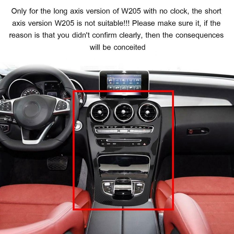 Ốp Bảng Điều Khiển Trung Tâm Bằng ABS In Họa Tiết Sợi Carbon Cho Mercedes Benz C Class W205 2015-18 GLC X253 2016-19