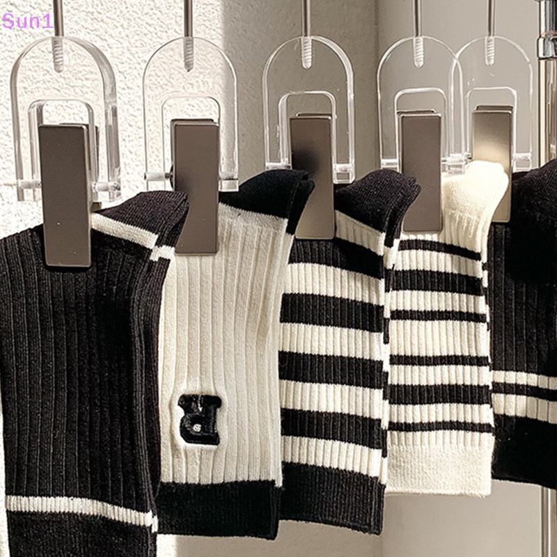 1 Đôi Tất Cotton Thấm Hút Mồ Hôi Họa Tiết Kẻ Sọc Trắng Đen Thời Trang Mùa Hè Cho Nữ