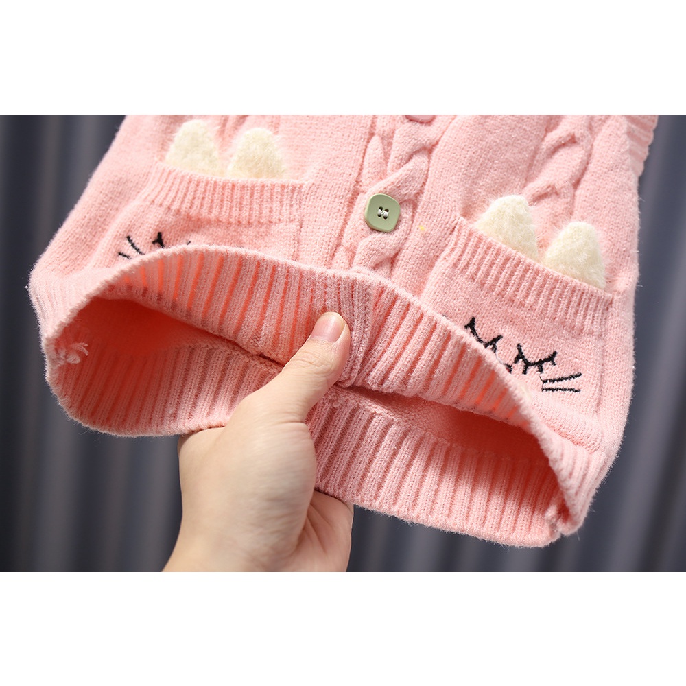 Áo Khoác Len Không Tay Cài Nút Nhiều Màu Sắc Dành Cho Bé Gái 0-4 Tuổi