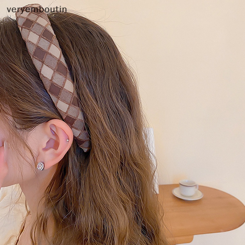 Băng Đô Cài Tóc Bằng Xốp Họa Tiết Kẻ Sọc Thời Trang Dành Cho Nữ