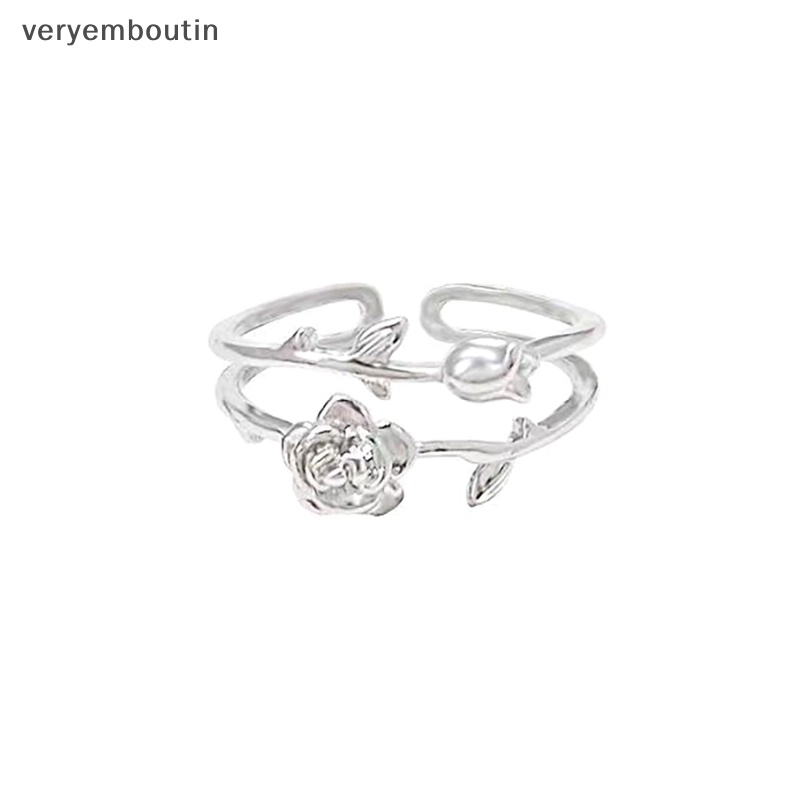Nhẫn Bạc 925 Hai Lớp Hình Hoa Hồng Thời Trang Dành Cho Nữ