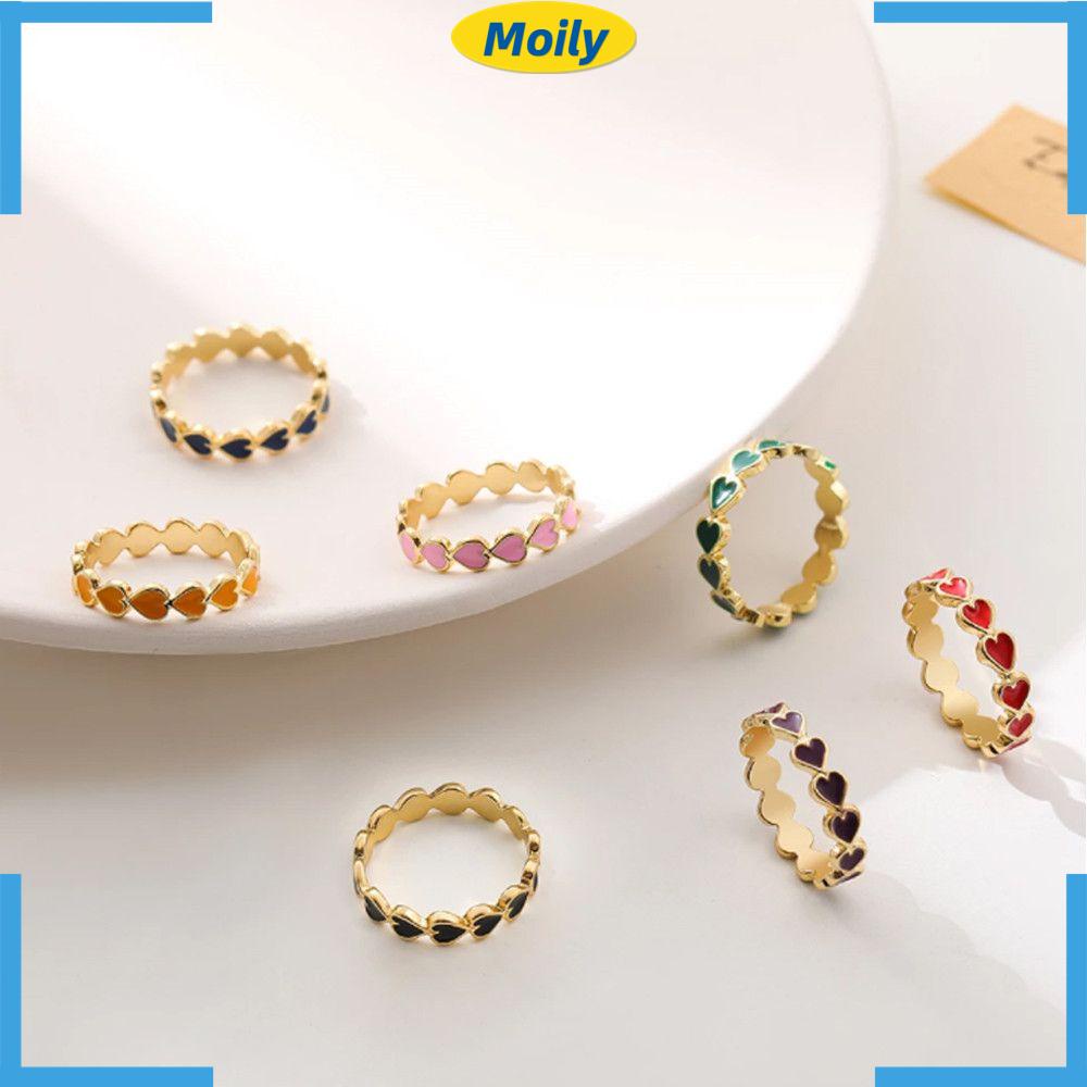 MOILYVN Nhẫn Hình Trái Tim Dễ Phối Đồ Chất Lượng Cao