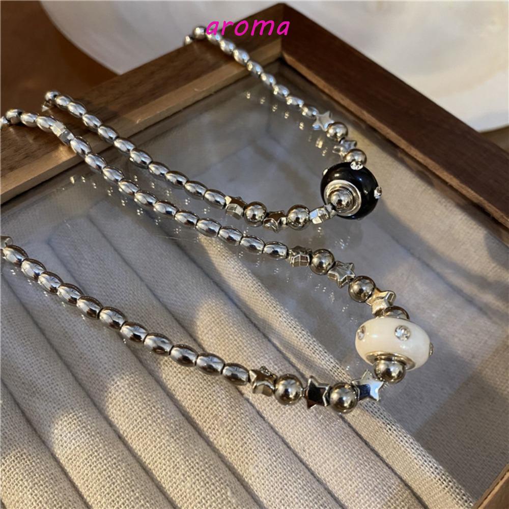 AROMA Vòng cổ Hợp Kim Đính Hạt Phong Cách Retro Thời Trang Cho Nữ