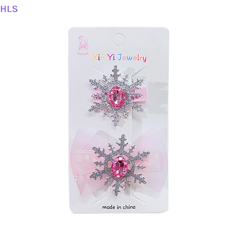 Set 2 Kẹp Tóc Hình Bông Tuyết Đính Đá Nhiều Màu Sắc Cho Bé Gái