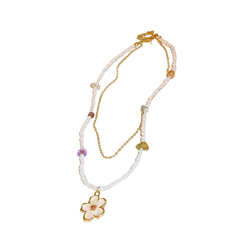 Vòng cổ Hai Lớp Mặt Hoa Thời Trang Ngọt Ngào Cao Cấp Dành Cho Nữ