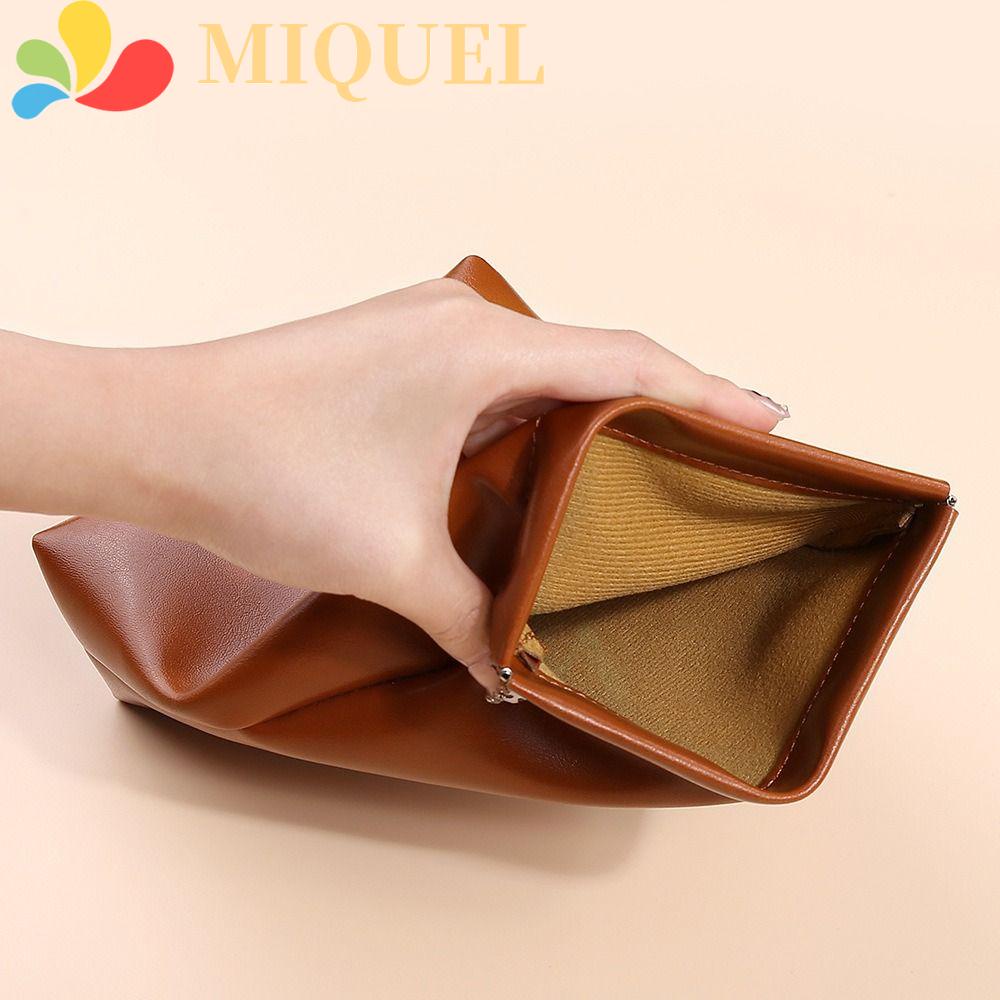 MIQUEL Túi Đựng Mỹ Phẩm / Khăn Ăn / Son Môi Chất Liệu PU Hình Chiếc Lá Sáng Tạo