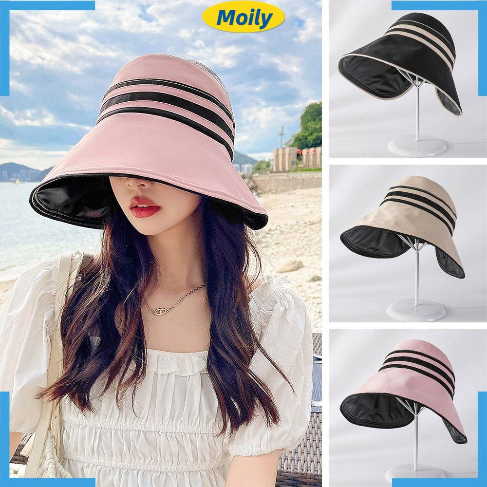 MOILYVN Mũ Bucket Vành Rộng Chống Tia UV / Gió Có Dây Đeo Thời Trang Dành Cho Nữ