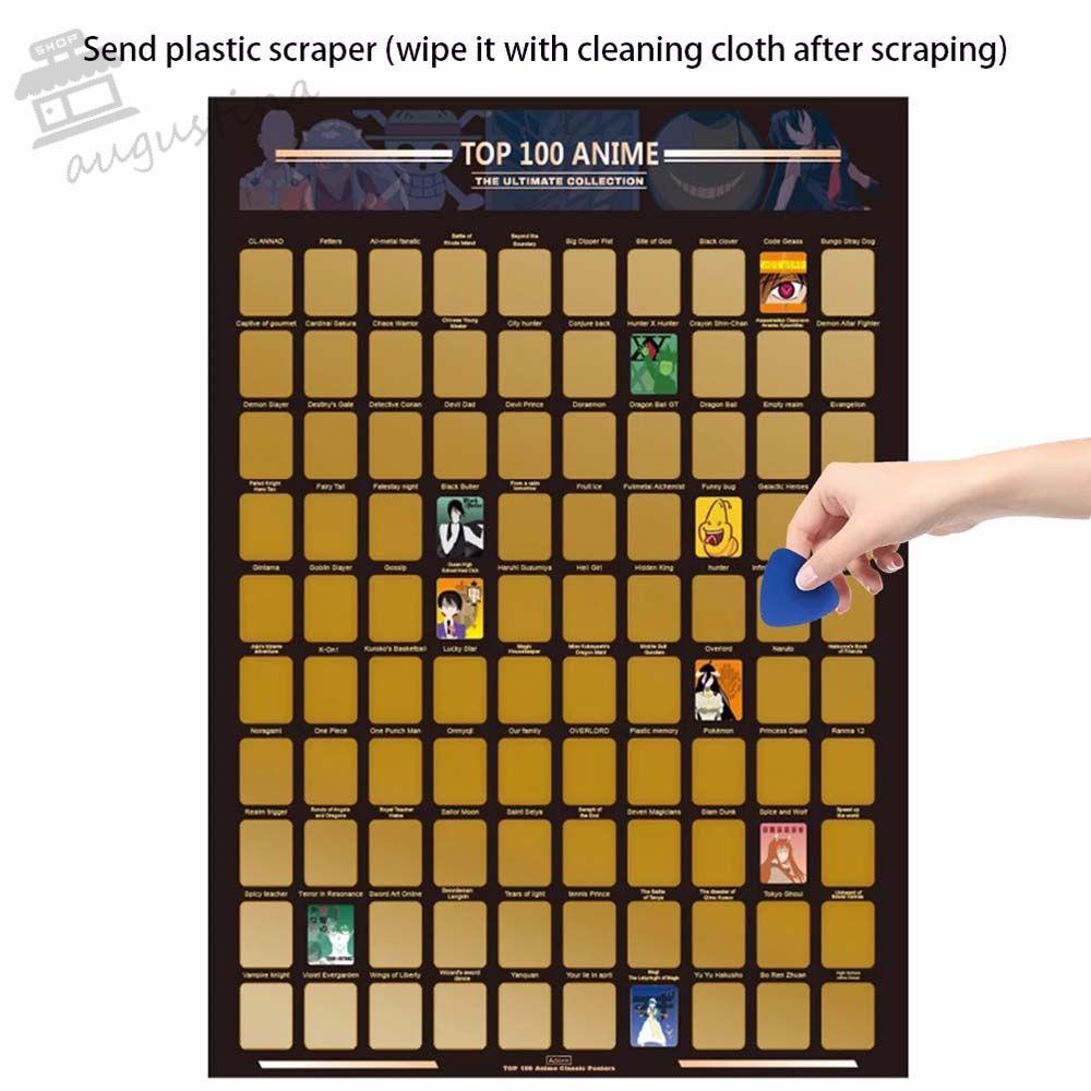 AUGUSTINA Set 100 Tấm Áp Phích Dán Tường Trang Trí Hình Anime