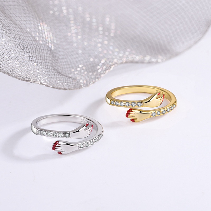 Ygt Nhẫn Đính Đá Zircon Ôm Hình Học Bằng Đồng Có Thể Điều Chỉnh Làm Quà Tặng Giáng Sinh / Đám Cưới Cho Nữ