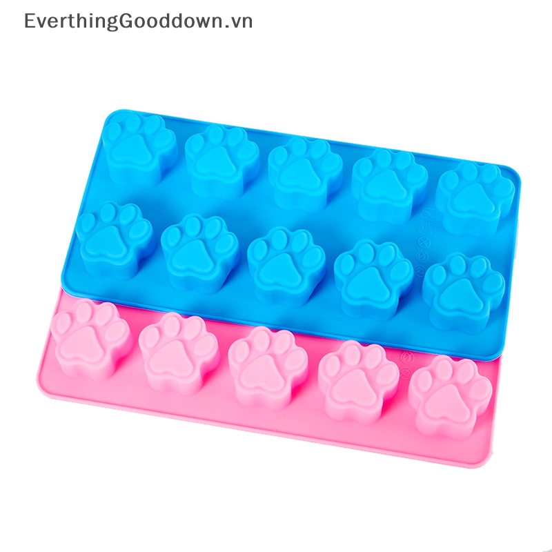 Khuôn Silicone Làm Bánh Hình Dấu Chân Chó Mèo 10 Ngăn Tiện Lợi
