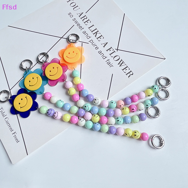 {Ffsd} Vòng Tay Chuỗi Hạt Nhựa Acrylic Hình Trái Tim / Hoa Dễ Thương Chống Thất Lạc Cho Điện Thoại IPhone * Hàng Bán Chạy