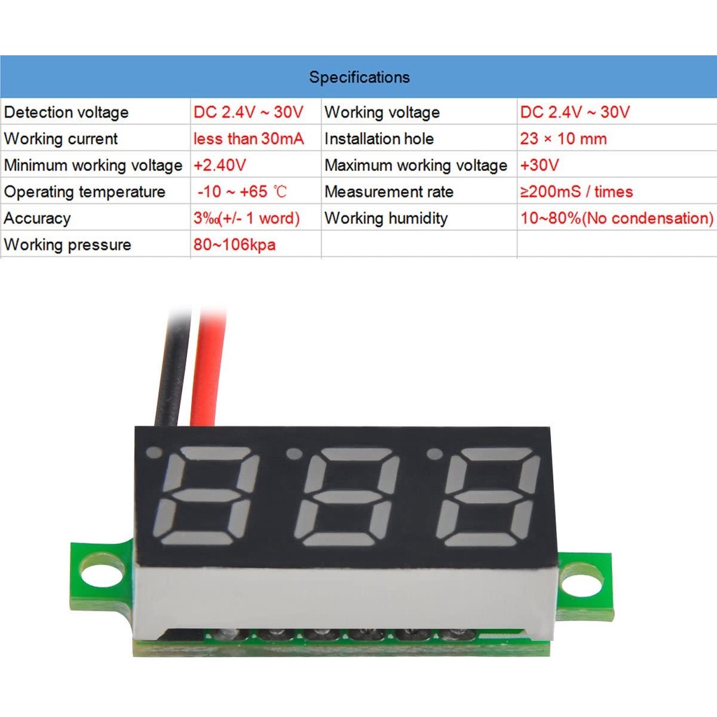 Vôn Kế Kỹ Thuật Số VOKTTA 0.28 Inch DC LED 0-100V 12V