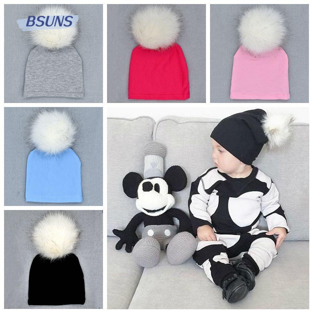 BSUNS Mũ Len Đính Quả Bông Thời Trang Cho Bé