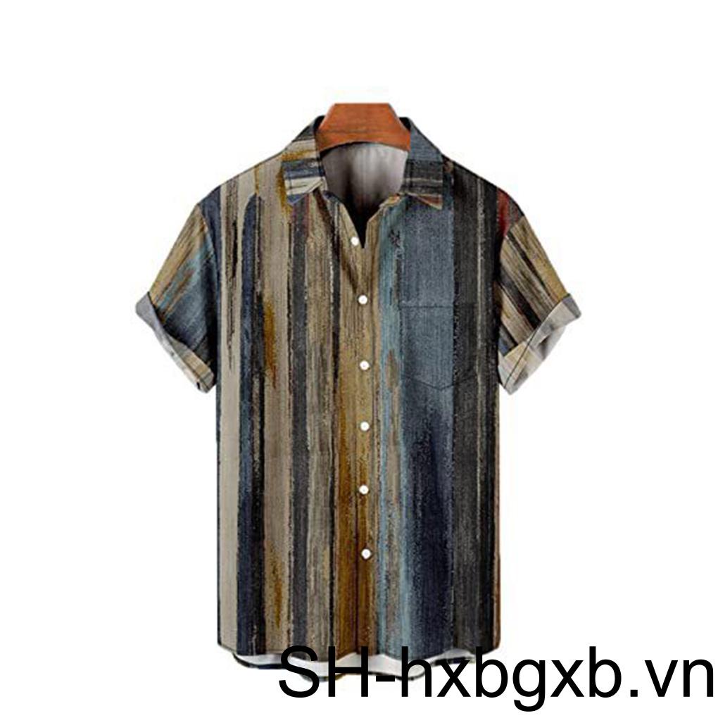 Áo Sơ Mi Bằng Polyester Thoáng Khí Thoải Mái Và Nhẹ Phong Cách Hawaiian Thời Trang Mùa Hè Cho Nam