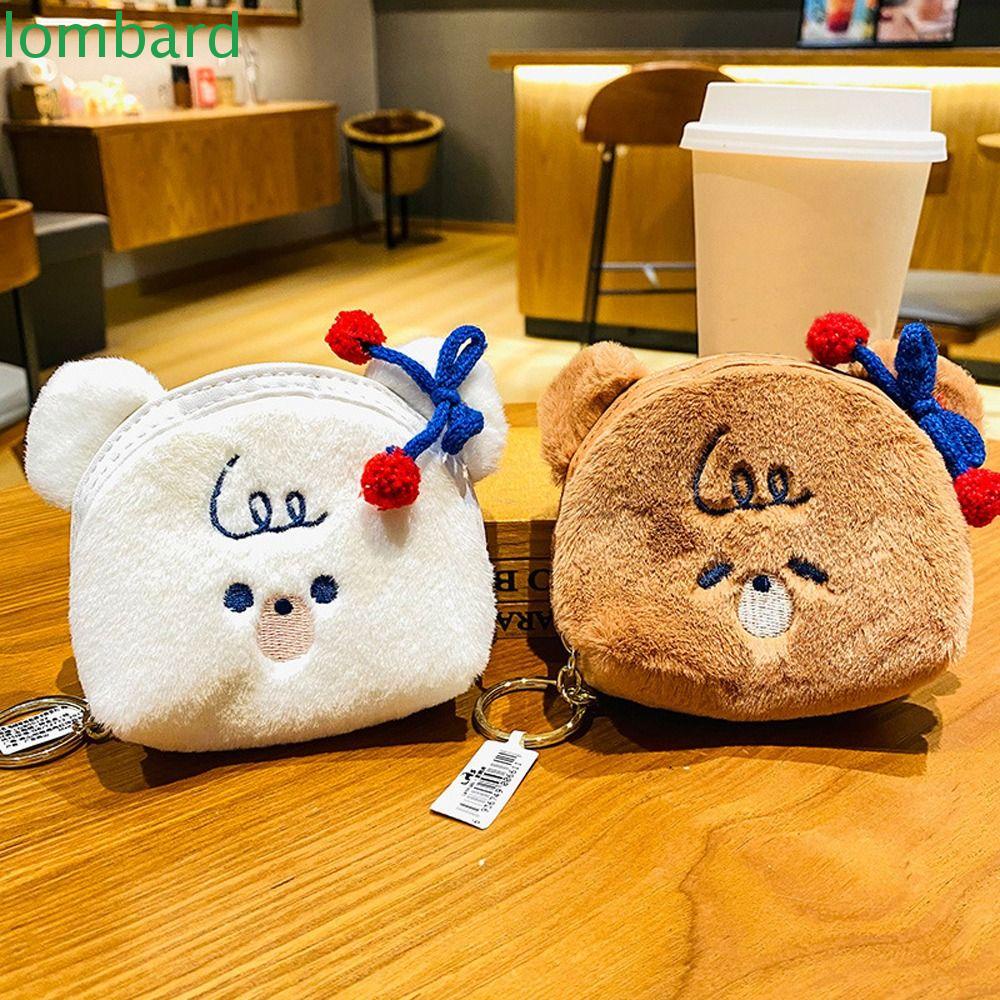 LOMBARD Ví Đựng Thẻ ID / Tiền Xu Mini Hình Gấu Bông Thắt Nơ Dễ Thương Cho Bé Gái Giá Đỡ
