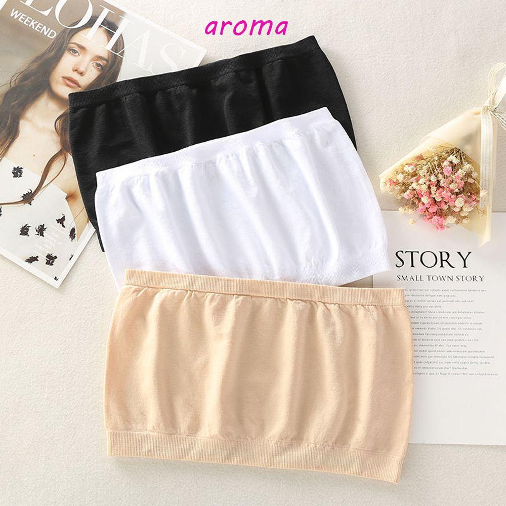 AROMA Áo Croptop Không Dây Thoáng Khí Màu Trơn Thời Trang Mùa Hè Cho Nữ