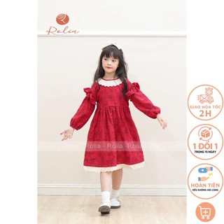 Váy bé gái nhung hoa nhí ROLIA chất nhung in hoa mặc đi chơi, du lịch, lễ tết cho bé gái V48 , V50