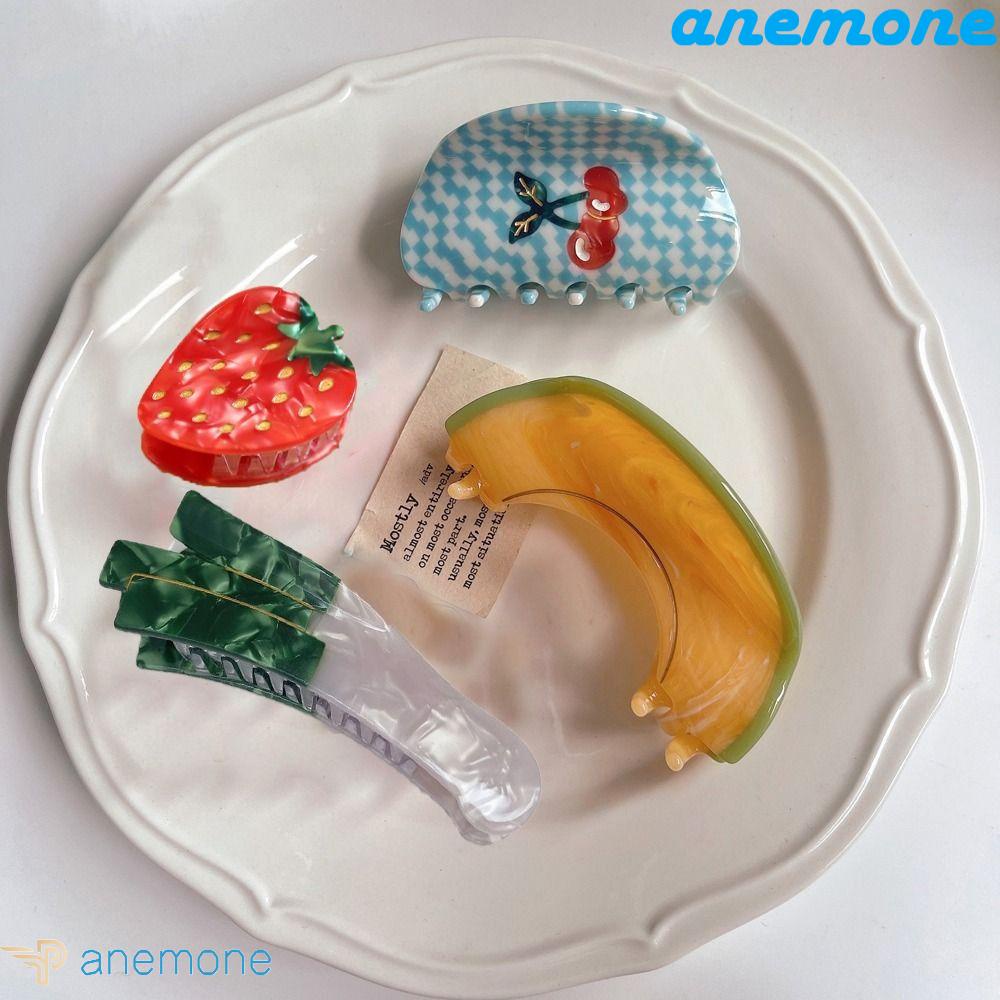 ANEMONE Kẹp Tóc Đuôi Ngựa Họa Tiết Kẻ Sọc Thời Trang Hàn Quốc Cho Nữ