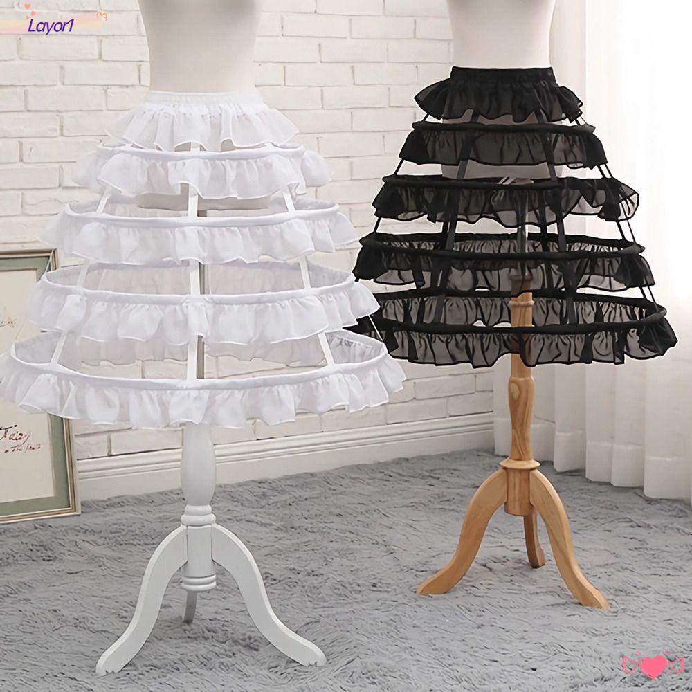 LAYOR1 Chân Váy Xương Cá Lưng Thun Phong Cách Lolita Thời Trang Cho Nữ