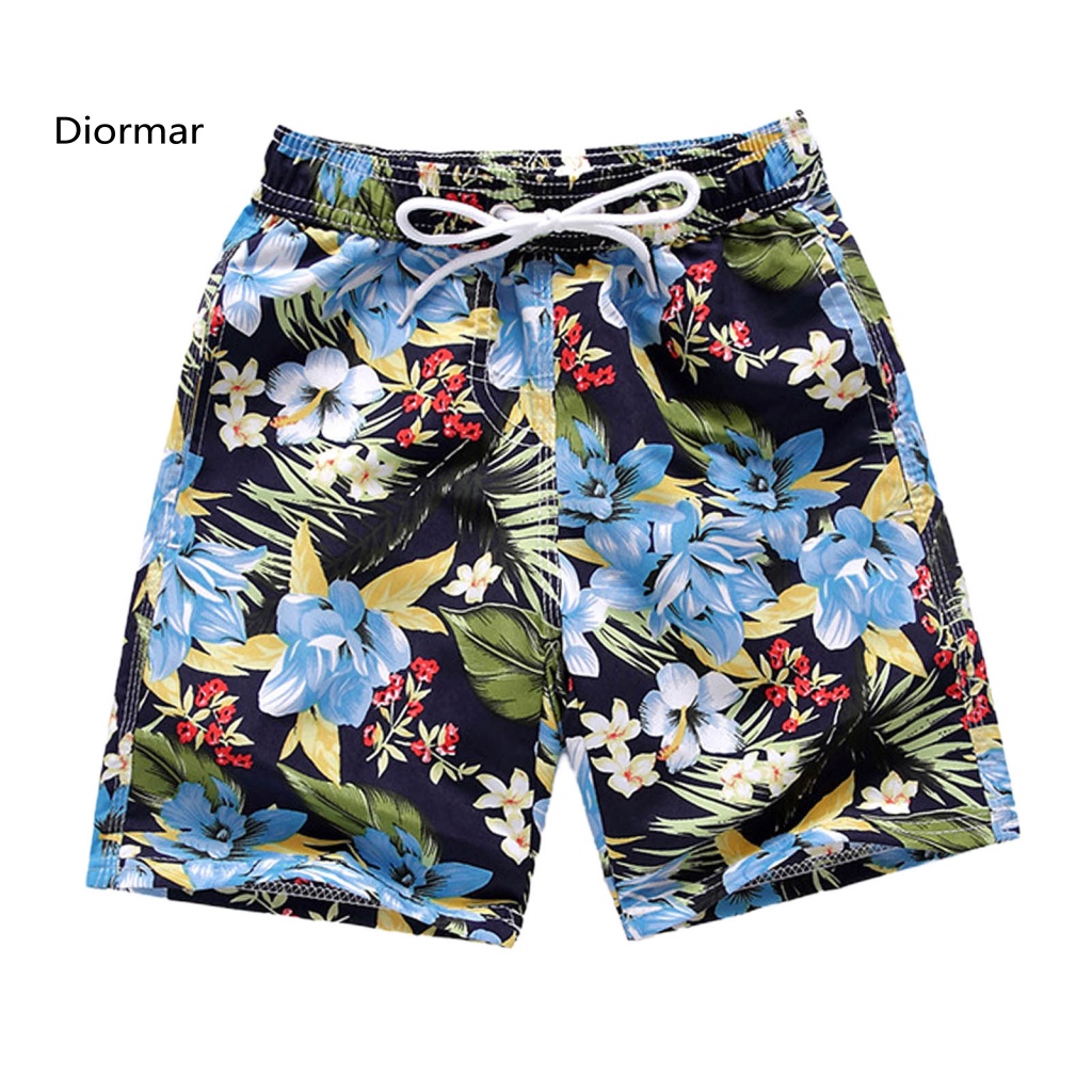 Dio Quần Đùi Dây Rút Co Giãn In Hình Cây Dừa Lướt Sóng Bãi Biển Dài Đến Đầu Gối Cho Nam