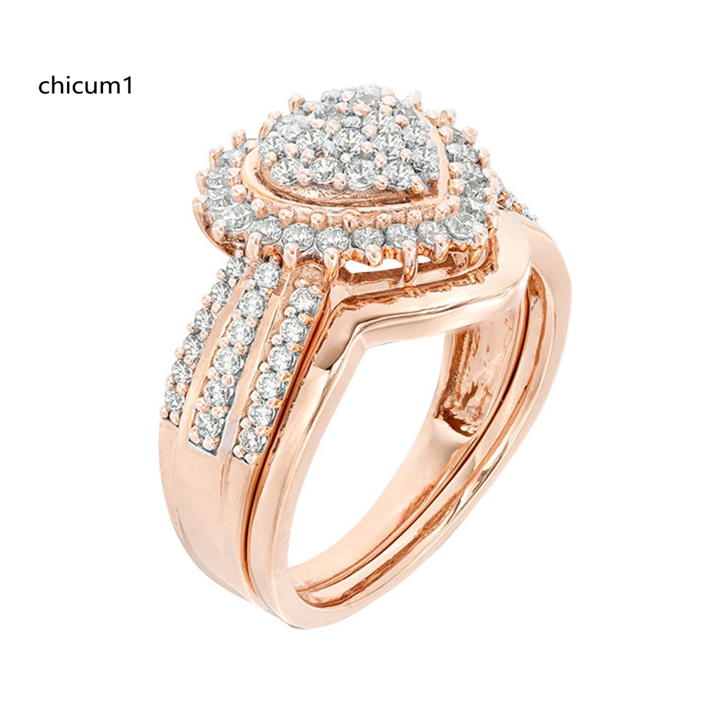 Nhẫn Đính Đá Zircon Hình Trái Tim Thời Trang Cho Nữ