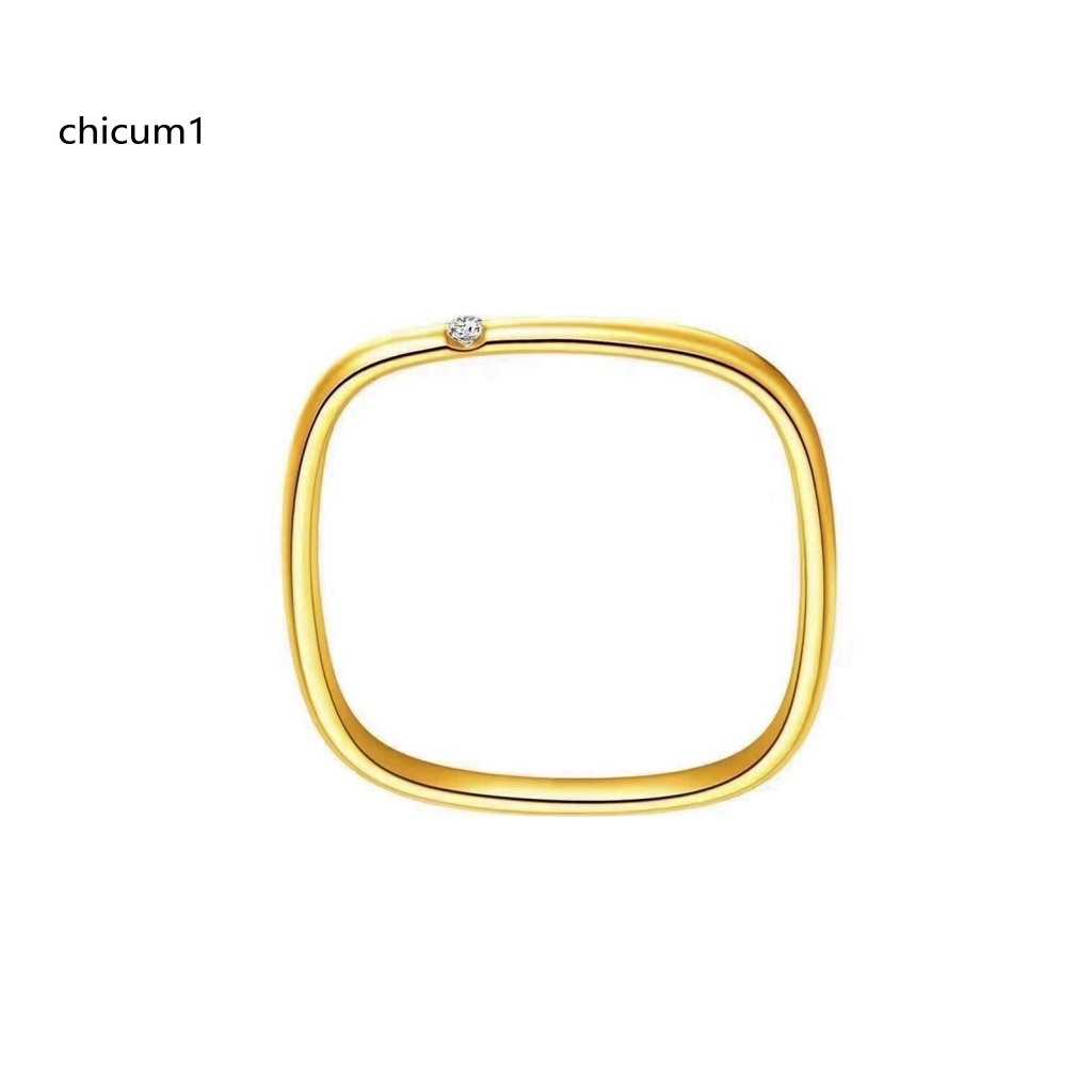 Nhẫn Mặt Vuông Đính Đá Đơn Giản Cá Tính Dành Cho Nữ