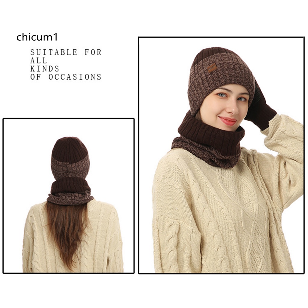Set 3 Món Nón Khăn Choàng Găng Tay Giữ Ấm Mùa Đông Dành Cho Nam Nữ