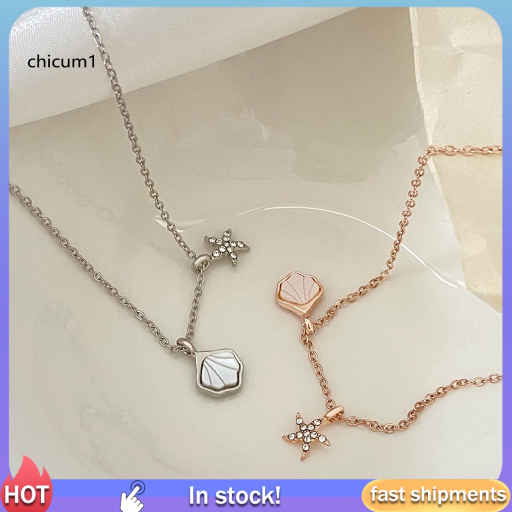 Vòng cổ Hợp Kim Mặt Hình Vỏ Sò Đính Đá Thời Trang Cho Nữ