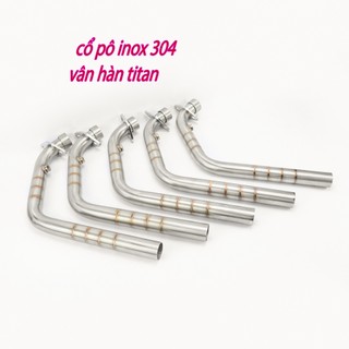 Cổ pô inox 304 vân hàn titan, thay thế lon pô zin các dòng xe - PST Racing