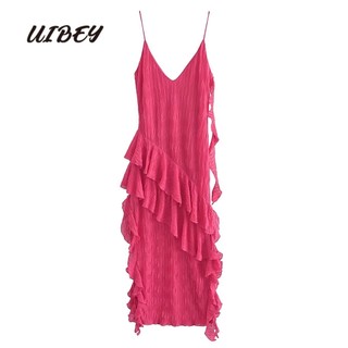 Uibey đầm cổ chữ v viền bèo xinh xắn thời trang 2620