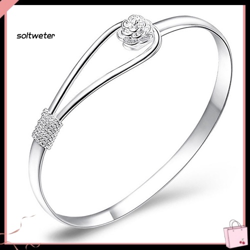 Vòng Tay Mạ Bạc Mặt Hoa Hồng Thanh Lịch