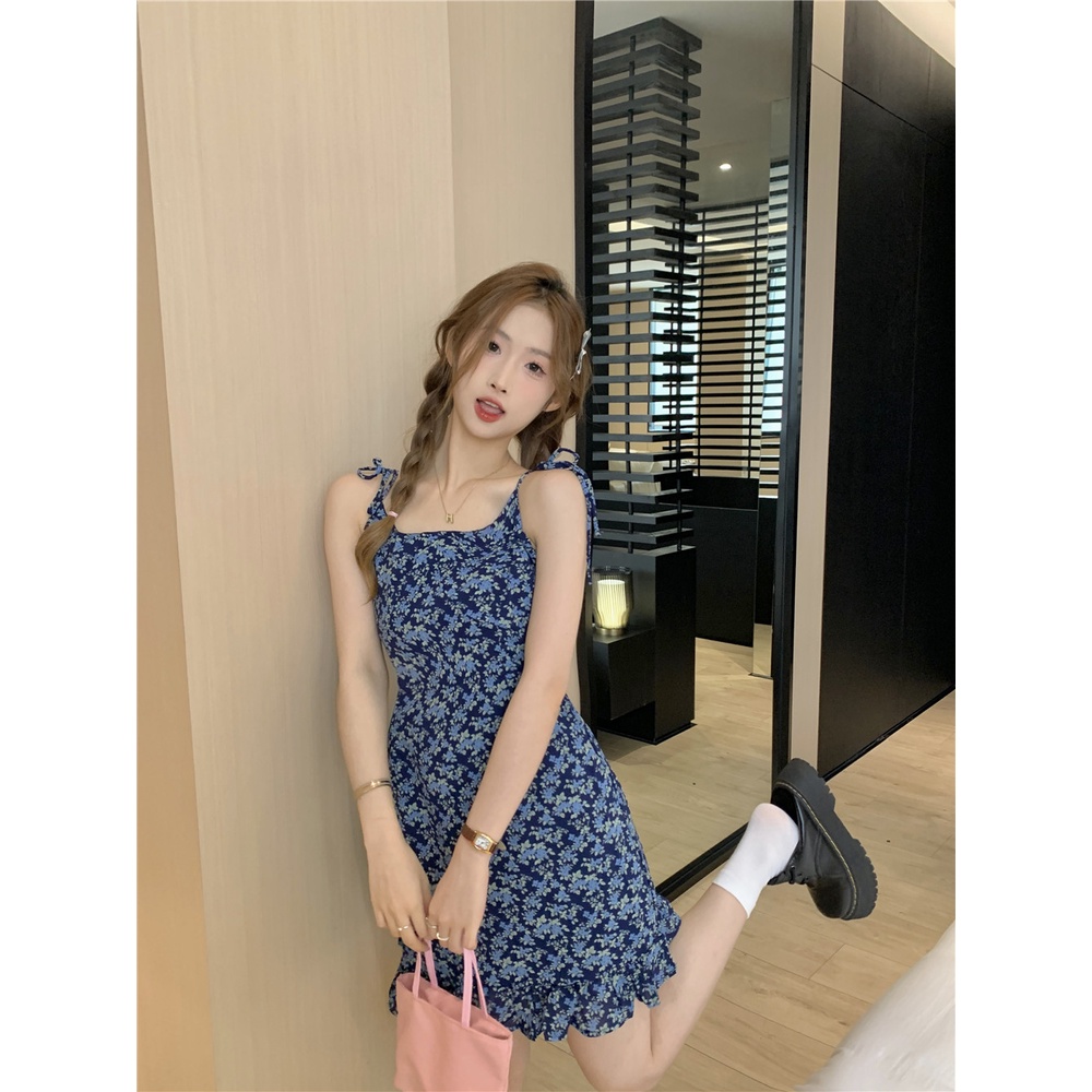 Suxi Đầm Ôm Không Tay Họa Tiết Hoa Mùa Hè Phong Cách Hàn Quốc Ngọt Ngào Cho Nữ